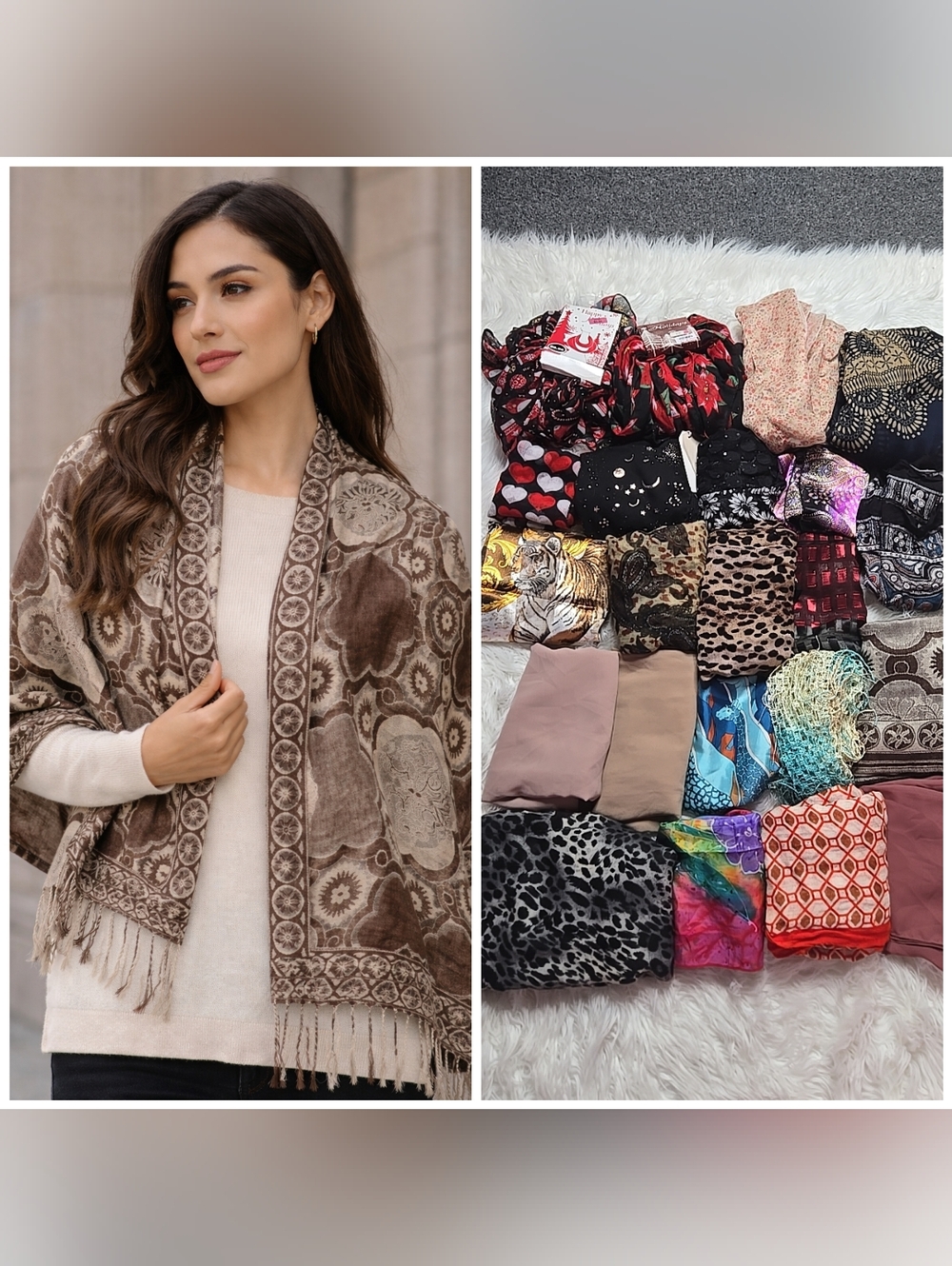 Bundle Of 23 Variety Of Sizes Holiday Solid Animal Whimsical Scarves Wrap Shawl